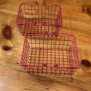 *Bundle/2* Red Metal Grocery Baskets Pretend Play